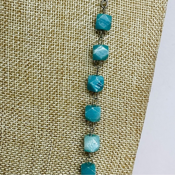 Ocean Breeze Blue Amazonite Natural Gemstone Chain Link Necklace Fashion - Picture 4 of 10